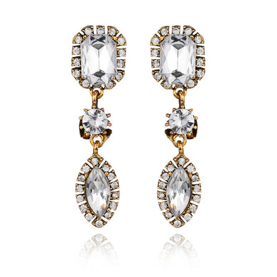 simple fashion design Luxurious Crystal element water drop crystal Eye Temperament Stud Earring Women