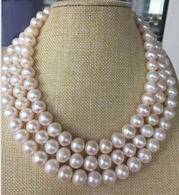 single srands rond 10-11mm south sea white pearl necklace 38inch 14k/20