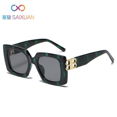 square BB logo sunglasses women men 2023  brand designer black blue leopard red sahdes for women retro oculos de sol
