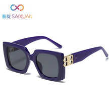 Carica l&#39;immagine nel visualizzatore di Gallery, square BB logo sunglasses women men 2023  brand designer black blue leopard red sahdes for women retro oculos de sol