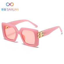 Carica l&#39;immagine nel visualizzatore di Gallery, square BB logo sunglasses women men 2023  brand designer black blue leopard red sahdes for women retro oculos de sol
