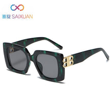 Carica l&#39;immagine nel visualizzatore di Gallery, square BB logo sunglasses women men 2023  brand designer black blue leopard red sahdes for women retro oculos de sol