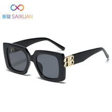 Carica l&#39;immagine nel visualizzatore di Gallery, square BB logo sunglasses women men 2023  brand designer black blue leopard red sahdes for women retro oculos de sol