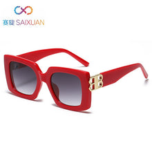 Carica l&#39;immagine nel visualizzatore di Gallery, square BB logo sunglasses women men 2023  brand designer black blue leopard red sahdes for women retro oculos de sol