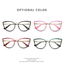 Carica l&#39;immagine nel visualizzatore di Gallery, square oval cat eye metal optical prescription eyeglasses frames customizable fashion clear  fake glasses women without diopters