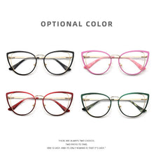 Load image into Gallery viewer, square oval cat eye metal optical prescription eyeglasses frames customizable clear  fake glasses women without diopters