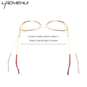 square oval cat eye metal optical prescription eyeglasses frames customizable clear  fake glasses women without diopters