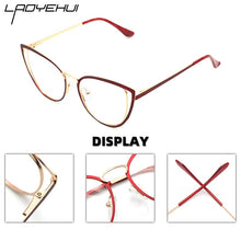 Load image into Gallery viewer, square oval cat eye metal optical prescription eyeglasses frames customizable clear  fake glasses women without diopters