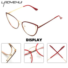 Carica l&#39;immagine nel visualizzatore di Gallery, square oval cat eye metal optical prescription eyeglasses frames customizable fashion clear  fake glasses women without diopters
