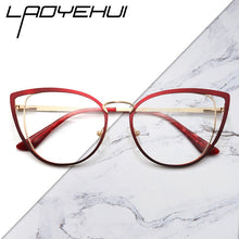 Load image into Gallery viewer, square oval cat eye metal optical prescription eyeglasses frames customizable clear  fake glasses women without diopters