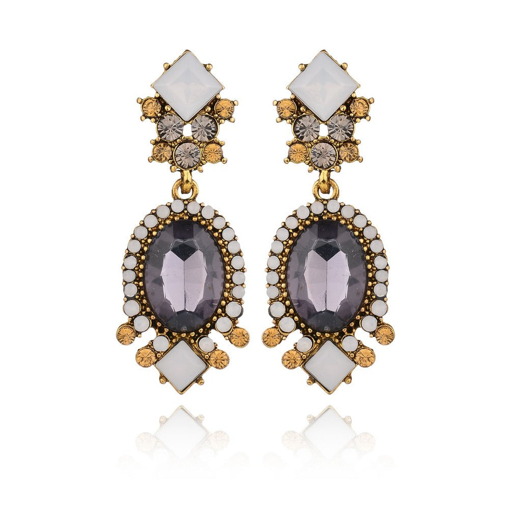 street fashion style water drop big luxurious Crystal temperament Stud Earring Women