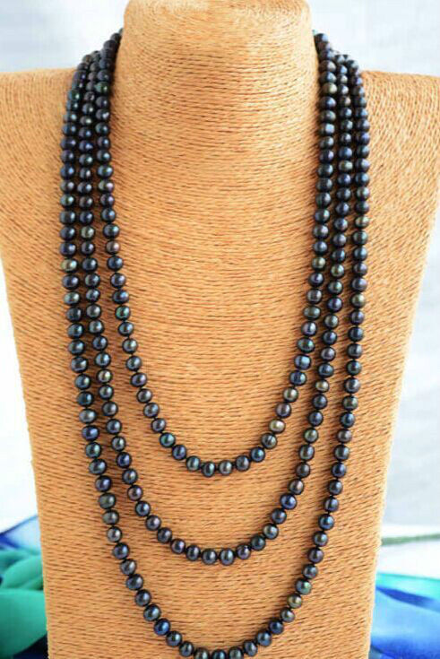 stunning9-10mm tahitian round black green red multicolor pearl necklace 48in14k/20