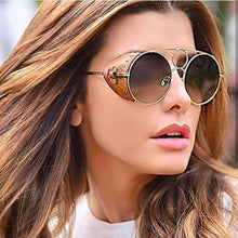 Load image into Gallery viewer, sunglasses women  Round Steampunk men's glasses vintage Gradient Black women's sunglasses 2023 shades for women