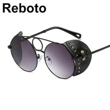 Load image into Gallery viewer, sunglasses women  Round Steampunk men's glasses vintage Gradient Black women's sunglasses 2023 shades for women