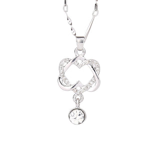 Collane con ciondolo a forma di cuore doppio da donna Collane con gioielli a catena 2018 Collane con ciondolo a catena femminile Regalo per ragazze Dropship