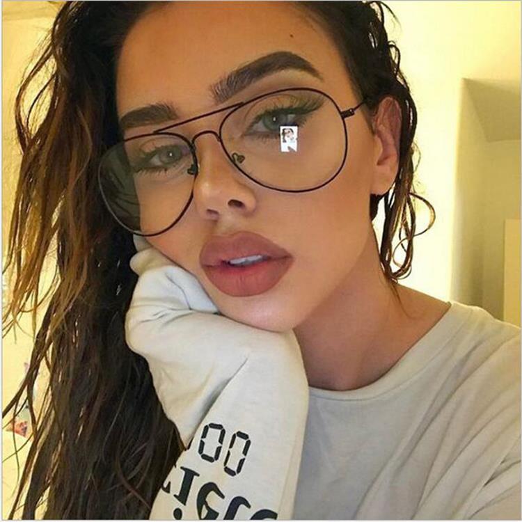 transparent women's glasses pilot glasses black frame  Spectacle Frame Clear Lens Fake Glasses feminino oculos eyeglasses