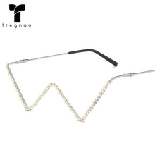 Carica l&#39;immagine nel visualizzatore di Gallery, tregnuo 2022 Triangle Glasses Women Cat Eye Glasses Frame Handmade Rhinestones Personalized Metal Glasses Frame