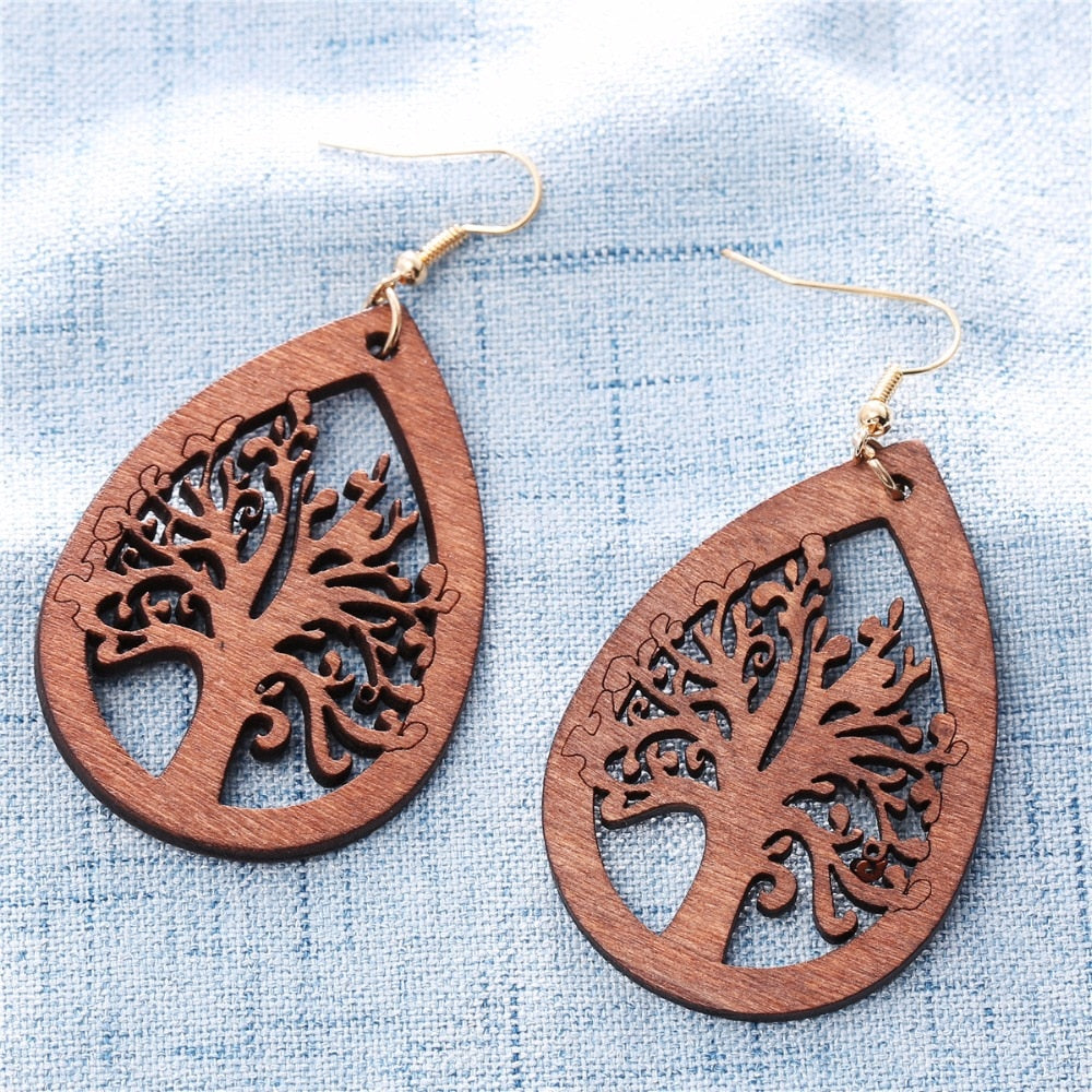 trendy wooden earrings brown life tree brown color italy handmade earrings wooden jewelry for girl 2368