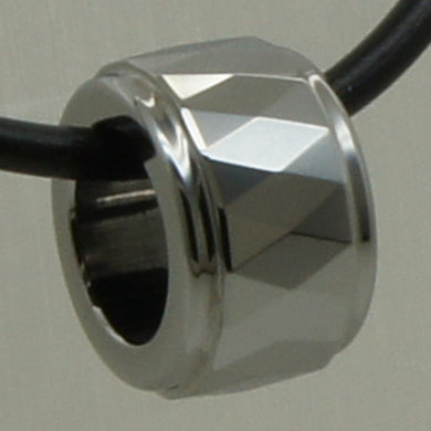 triangle facet rolling circle sweater leather/steel chain tungsten pendant necklace
