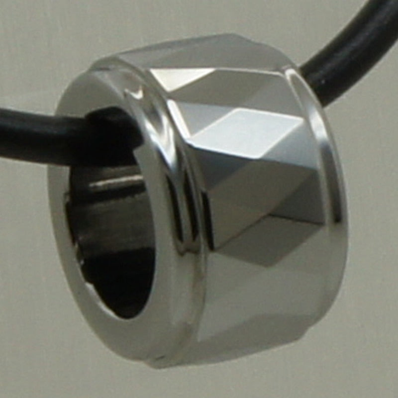 triangle facet rolling circle sweater leather/steel chain tungsten pendant necklace