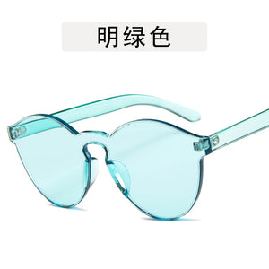 unique rimless sunglasses women 2023 trending products  red yellow violet purple orange frameless oculos feminino