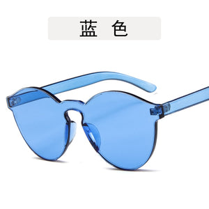 unique rimless sunglasses women 2023 trending products  red yellow violet purple orange frameless oculos feminino