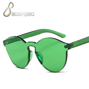 unique rimless sunglasses women 2023 trending products  red yellow violet purple orange frameless oculos feminino