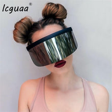 Load image into Gallery viewer, unscreen Anti-peeping Oversized Sunglasses 2023 Mirrored Mask Shape Shield Style Men Women Windproof One Large Lens Sun Glasses