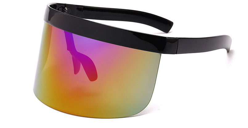 unscreen Anti-peeping Oversized Sunglasses 2023 Mirrored Mask Shape Shield Style Men Women Windproof One Large Lens Sun Glasses