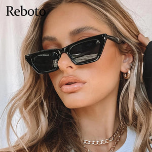 vintage Black Rectangle Shades Sun Glasses For Women Fashion 2022 New Fashion Small Square Sunglasses Woman Luxury Brand UV400