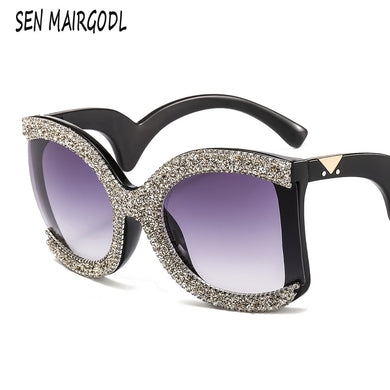 vintage Butterfly gradient sunglasses women men With diamonds irregular brand sun glasses Flat mirror glasses lunette de soleil
