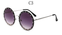 Load image into Gallery viewer, vintage round sunglasses women  Rhinestone Metal sun glasses ladies 2023 Pink Red Retro clear shades Eyewear Men UV400