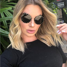 Load image into Gallery viewer, vintage round sunglasses women  Rhinestone Metal sun glasses ladies 2023 Pink Red Retro clear shades Eyewear Men UV400