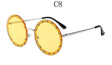 Load image into Gallery viewer, vintage round sunglasses women  Rhinestone Metal sun glasses ladies 2023 Pink Red Retro clear shades Eyewear Men UV400