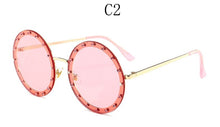 Load image into Gallery viewer, vintage round sunglasses women  Rhinestone Metal sun glasses ladies 2023 Pink Red Retro clear shades Eyewear Men UV400