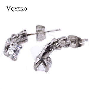 vintage stainless steel stud earrings punk jewelry for women men Zircon Channel Claw earring accessories