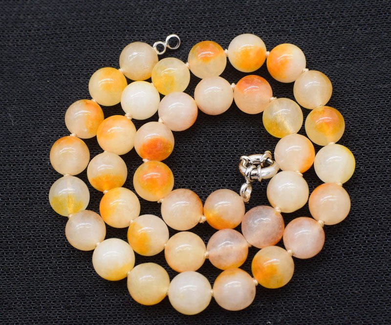 white yellow jade round 10mm necklace 17inch wholesale beads nature A woman 2018