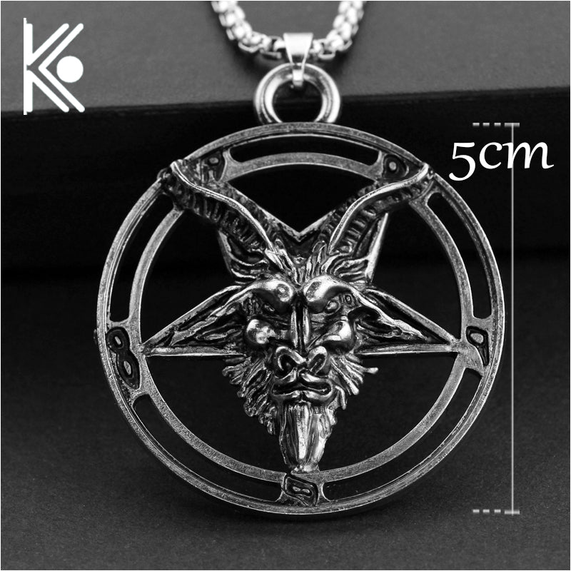 wholesale Baphomet Inverted Pentagram Goat Head Pendant Necklace Baphomet LaVeyan LaVey Satanism Occult Metal Pendant