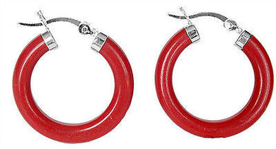wholesale good Red Coral Hook Circle Earrings Red Coral Natural stone 925 Sterling Silver wedding jewelry earrings