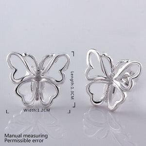 orecchini placcati in argento all'ingrosso, orecchini a farfalla con gioielli in argento 925 moda per donna SE554 