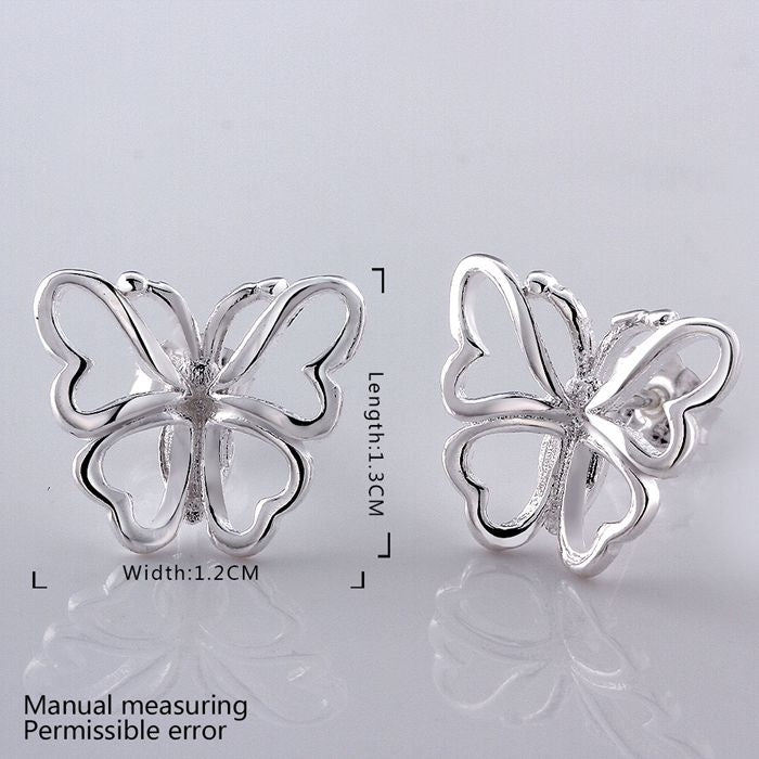 orecchini placcati in argento all'ingrosso, orecchini a farfalla con gioielli in argento 925 moda per donna SE554 