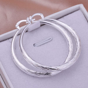wholesale silver plated earrings,925 fashion Silver jewelry twinkle round hoop Earrings for women SE292