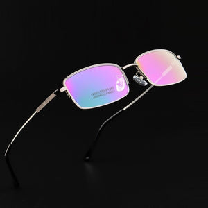 width-143 Titanium Alloy Memory Temple Men Glasses Eyewear Frames Half Rim Myopia Glasses Eyeglasses Frames Reading Glasses New