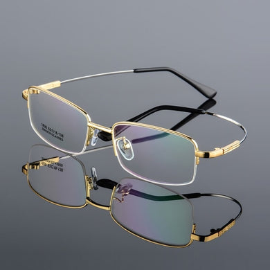 width-143 Titanium Alloy Memory Temple Men Glasses Eyewear Frames Half Rim Myopia Glasses Eyeglasses Frames Reading Glasses New