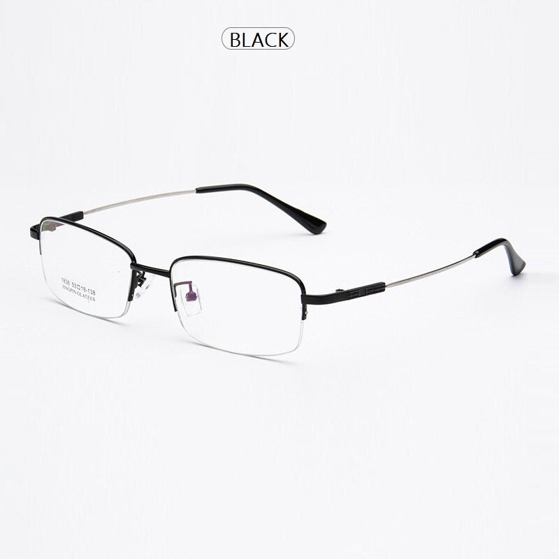 width-143 Titanium Alloy Memory Temple Men Glasses Eyewear Frames Half Rim Myopia Glasses Eyeglasses Frames Reading Glasses New
