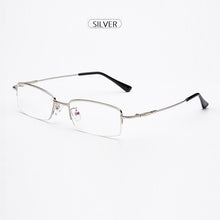Carica l&#39;immagine nel visualizzatore di Gallery, width-143 Titanium Alloy Memory Temple Men Glasses Eyewear Frames Half Rim Myopia Glasses Eyeglasses Frames Reading Glasses New