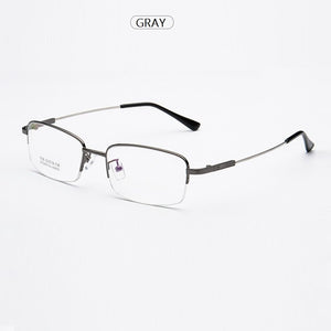 width-143 Titanium Alloy Memory Temple Men Glasses Eyewear Frames Half Rim Myopia Glasses Eyeglasses Frames Reading Glasses New