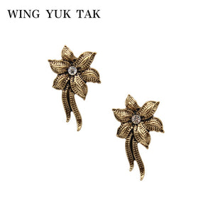 Fashion Vintage Flower Stud Earring For Women Metal Statement Earrings Charm Brand Jewelry