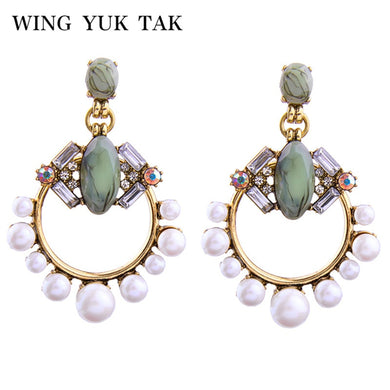 New Arrival Hyperbole Statement Crystal Simulated Pearl Stud Earrings For Women Girl Party Earring Quality Jewelry