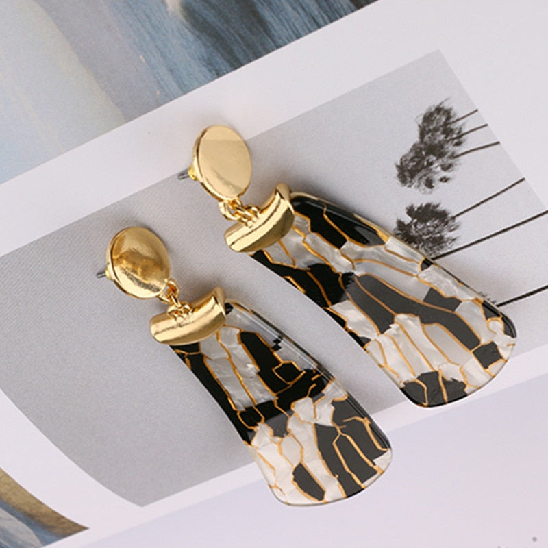 New Fashion Korean Earrings For Women Hyperbole Geometric Acrylic Drop Earrings Ethnic Jewelry Wholesale